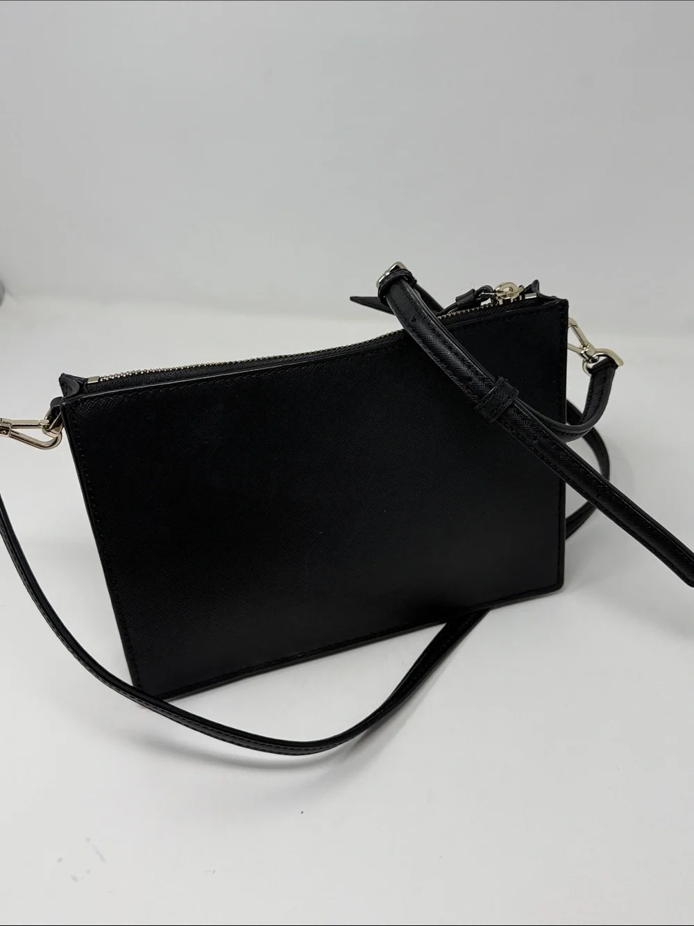 KATE SPADE Cameron Zip Crossbody Bag Black Saffiano Leather Shoulder Purse
